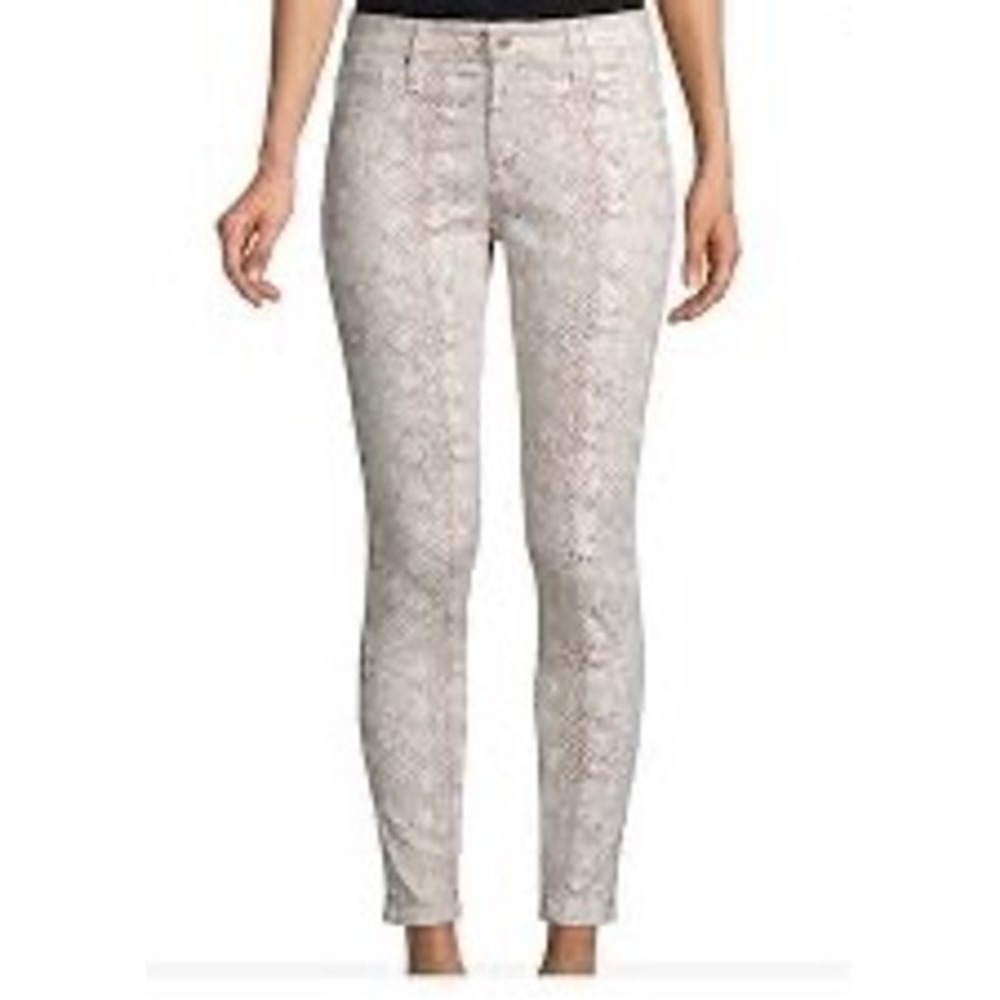 AG Adriano Goldschmied Farrah Skinny Ankle Snakeskin Print Jeans Pink White 28R